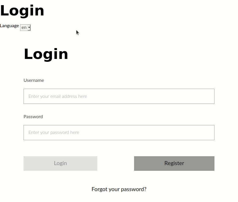 Example of language dropdown in action