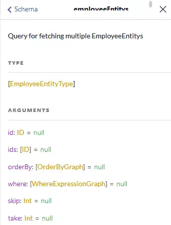 The docs for the employee query