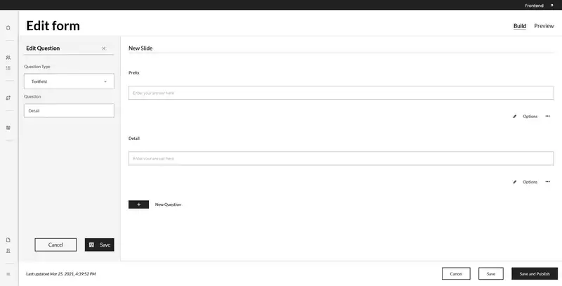 Form builder for the tag form