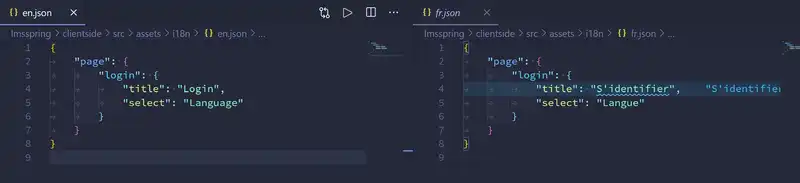 Diff view French vs English message files