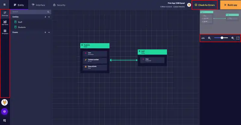 Build diagram control areas